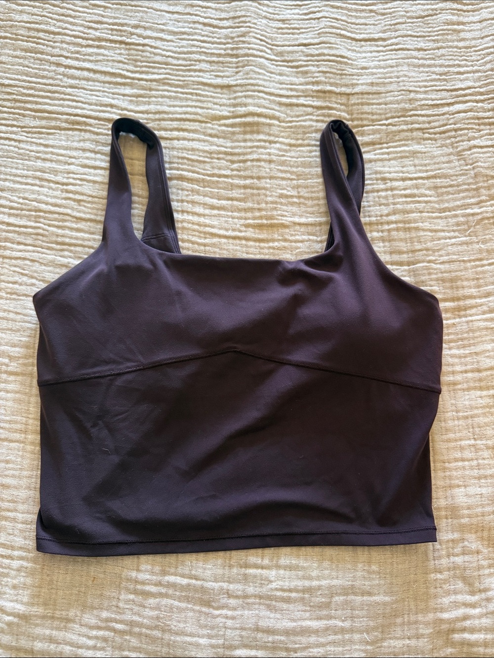 VUORI Women’s Square Neck Crop Tank Top - Deep Plum built in bra